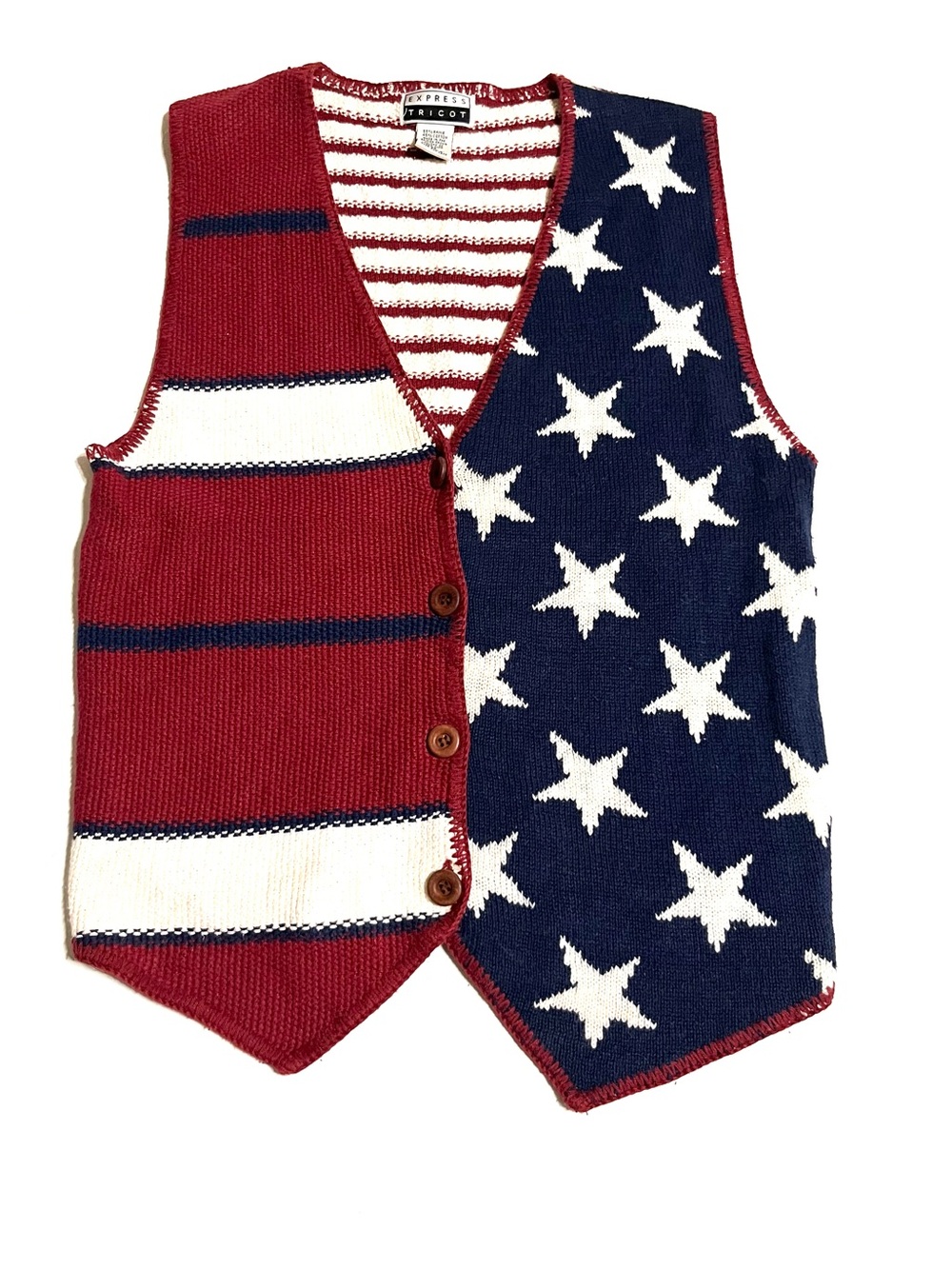Express Patriotic Knit Vest - Red, White & Blue